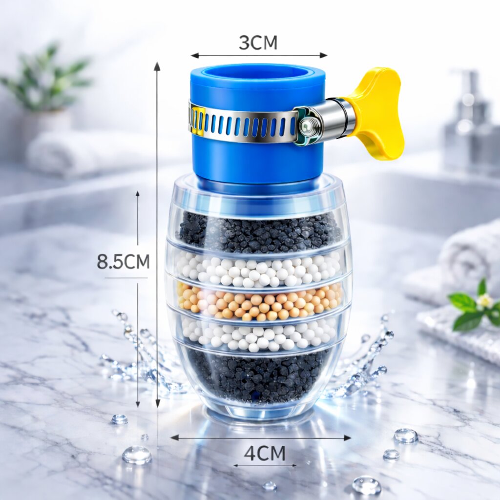 Water Filter | 5-Layer Activated Carbon | Chlorine & Limescale Reduction | Fits Standard Faucets