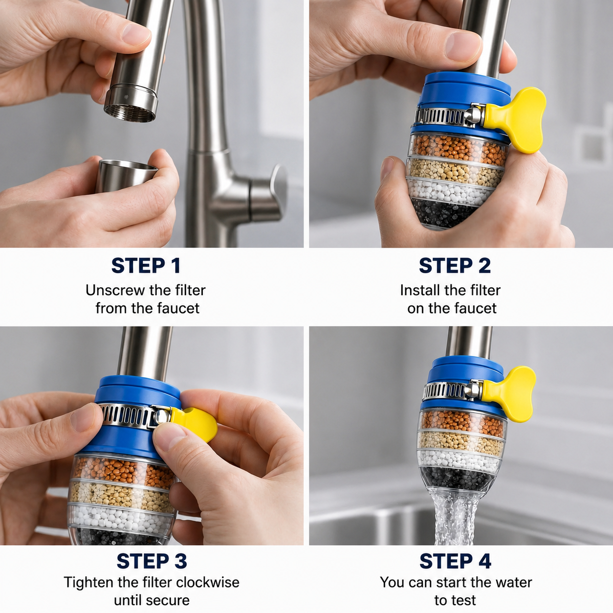 Water Filter | 5-Layer Activated Carbon | Chlorine & Limescale Reduction | Fits Standard Faucets