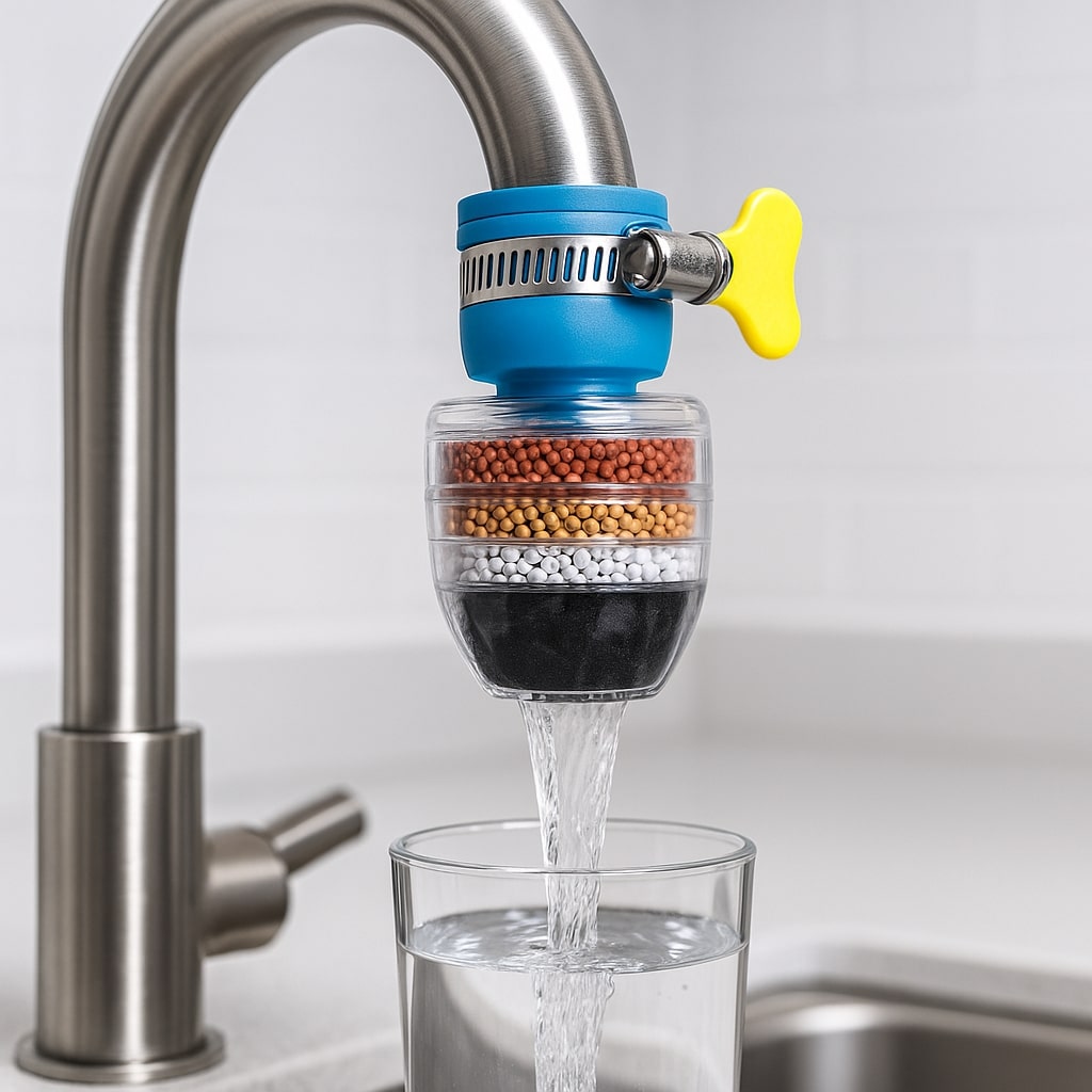 Water Filter | 5-Layer Activated Carbon | Chlorine & Limescale Reduction | Fits Standard Faucets