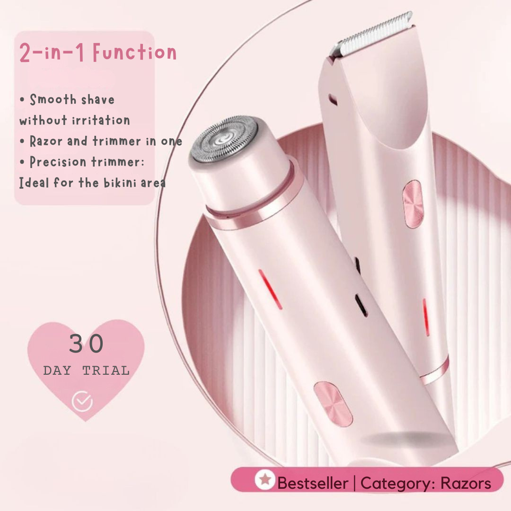 Women's Intimate Shaver | Cordless Dual-Head | Steel Blades | USB Rechargeable & 60-Min Battery