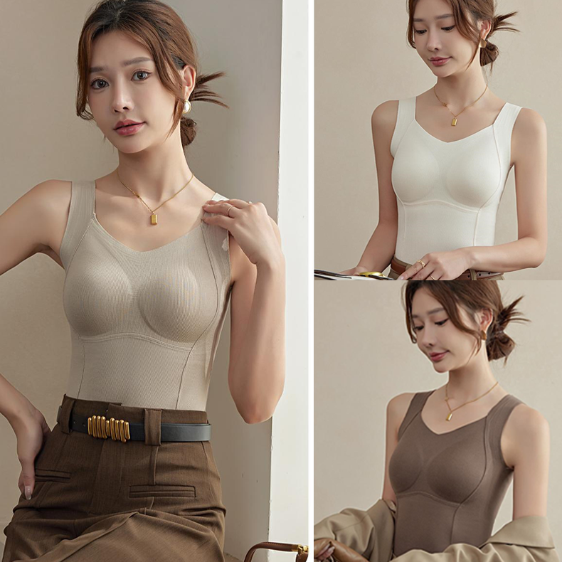 Women's Thermal Tank Top with Built-In Bra | Shaping & Seamless | Lightweight Stretch Fabric