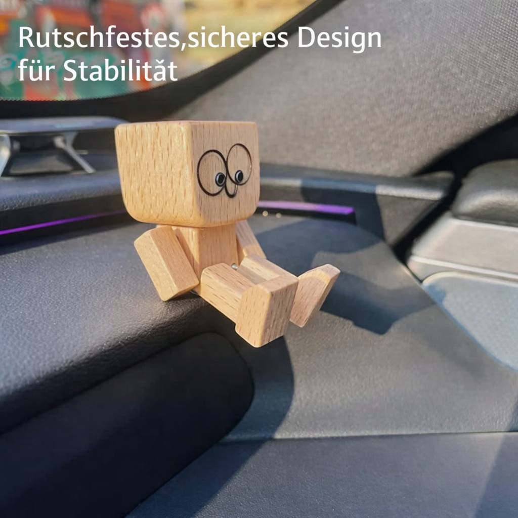 Wooden Decorative Figure | Gentle Rocking Motion | 12 Interchangeable Faces | Natural Wood