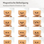 Wooden Decorative Figure | Gentle Rocking Motion | 12 Interchangeable Faces | Natural Wood