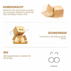 Wooden Decorative Figure | Gentle Rocking Motion | 12 Interchangeable Faces | Natural Wood