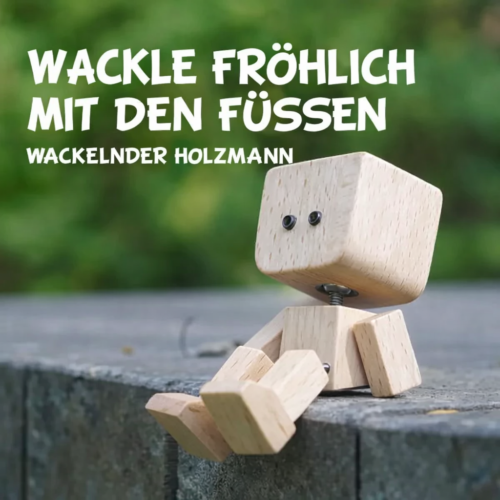 Wooden Decorative Figure | Gentle Rocking Motion | 12 Interchangeable Faces | Natural Wood