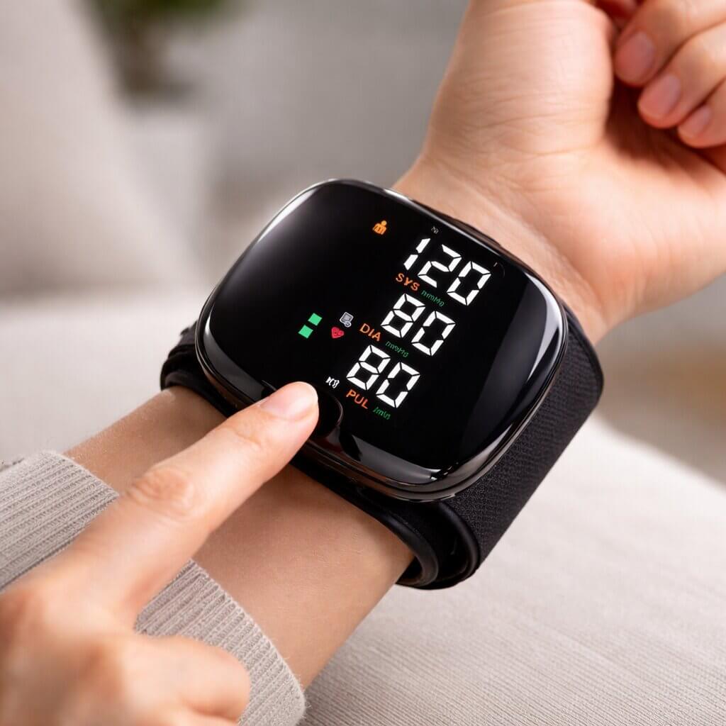 Wrist Blood Pressure Monitor | Touch Display & Voice | USB Rechargeable | Travel-Friendly