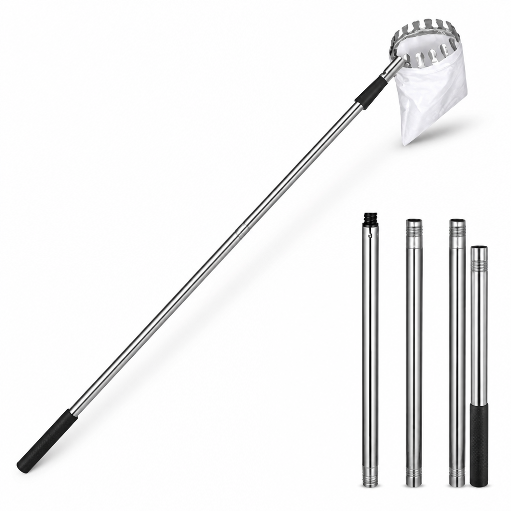 Fruit Picker Pole | Telescopic Stainless Steel | Up to 4m Reach | For Orchard & Garden