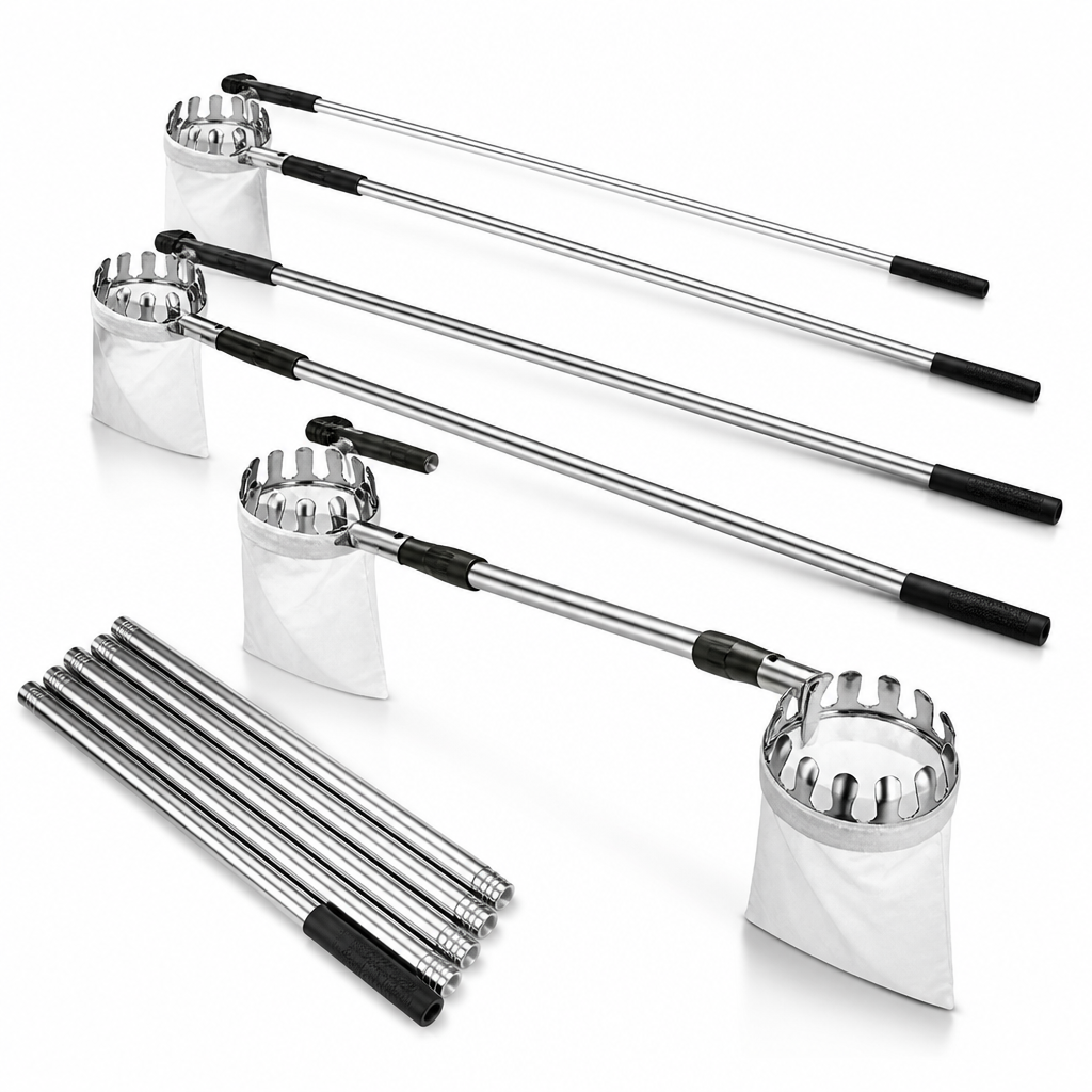 Fruit Picker Pole | Telescopic Stainless Steel | Up to 4m Reach | For Orchard & Garden