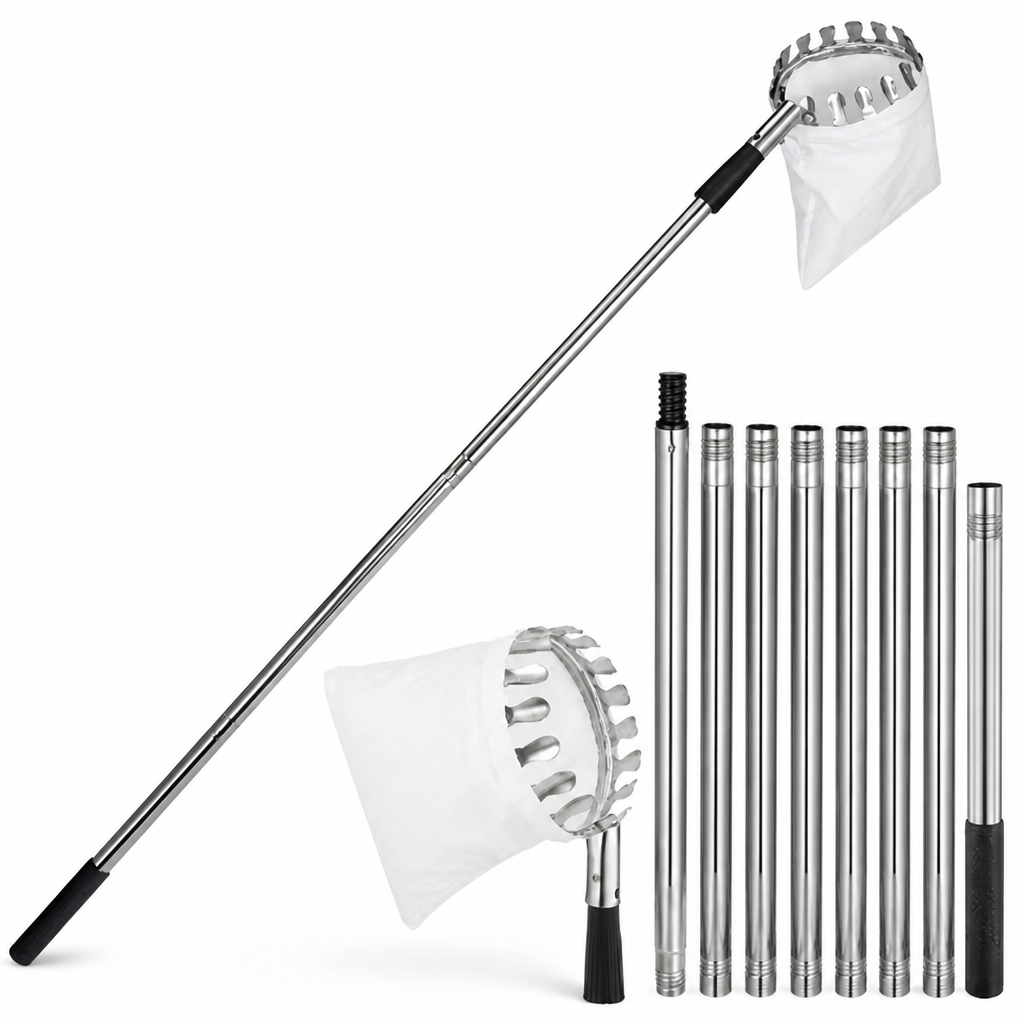 Fruit Picker Pole | Telescopic Stainless Steel | Up to 4m Reach | For Orchard & Garden