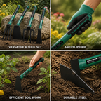 Garden Hand Tool | Anti-Slip Rubber Handle | Shovel, Hoe & Rake | Transplanting & Lawn Care