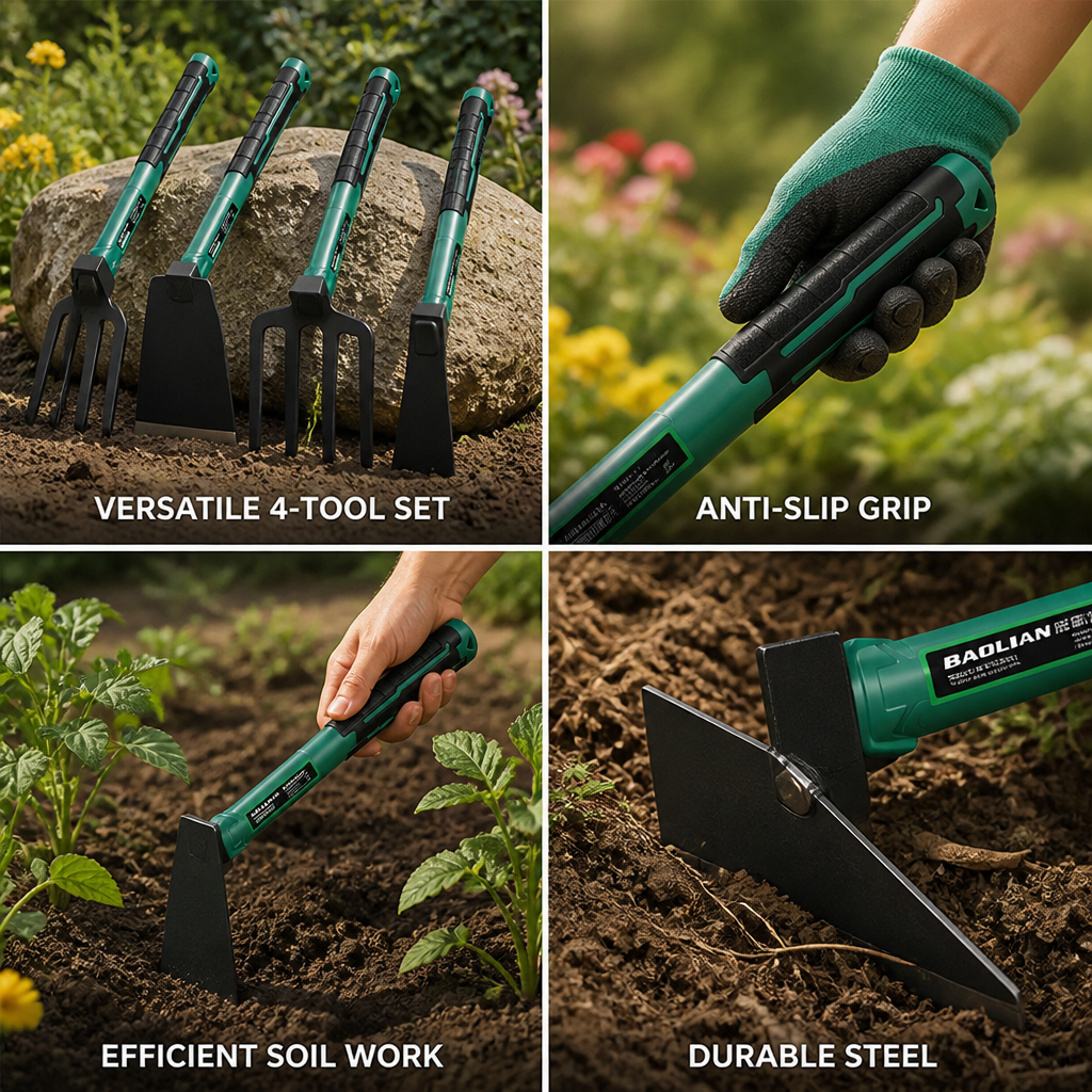 Garden Hand Tool | Anti-Slip Rubber Handle | Shovel, Hoe & Rake | Transplanting & Lawn Care