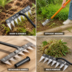Garden Weeding Rake | 5-8 Teeth Multi-Tooth Design | Manganese Steel Construction | Durable Design