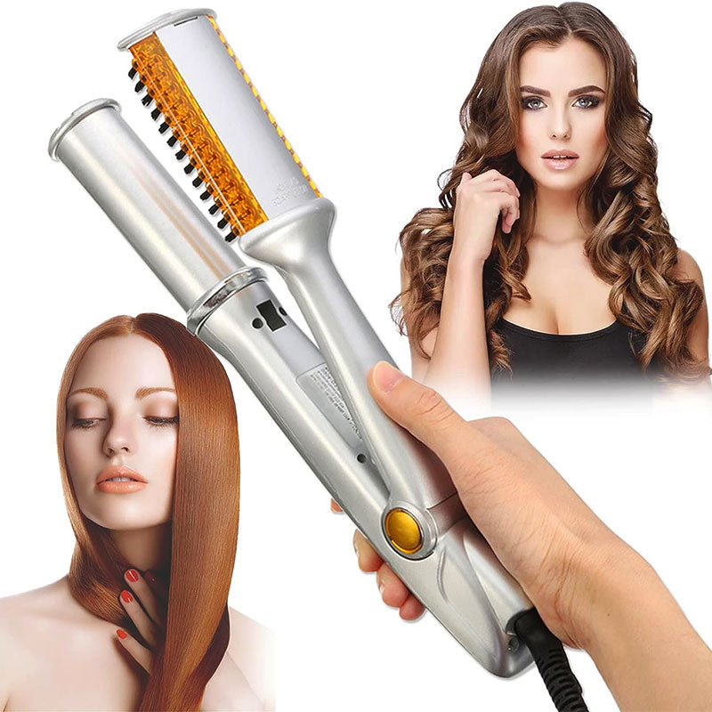 2-in-1 Rotating Hair Brush | Straightens & Curls | Ceramic Barrel | Frizz Reduction