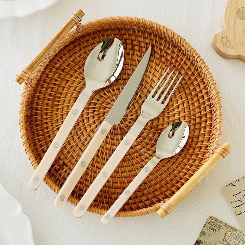 24-Piece Cutlery Set | Engraved Polished Stainless Steel | Dishwasher-Safe & Rust-Resistant