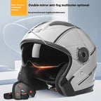 3/4 Open-Face Motorcycle Helmet | Retro Style | Anti-Fog Double-Lens Visor | Lightweight