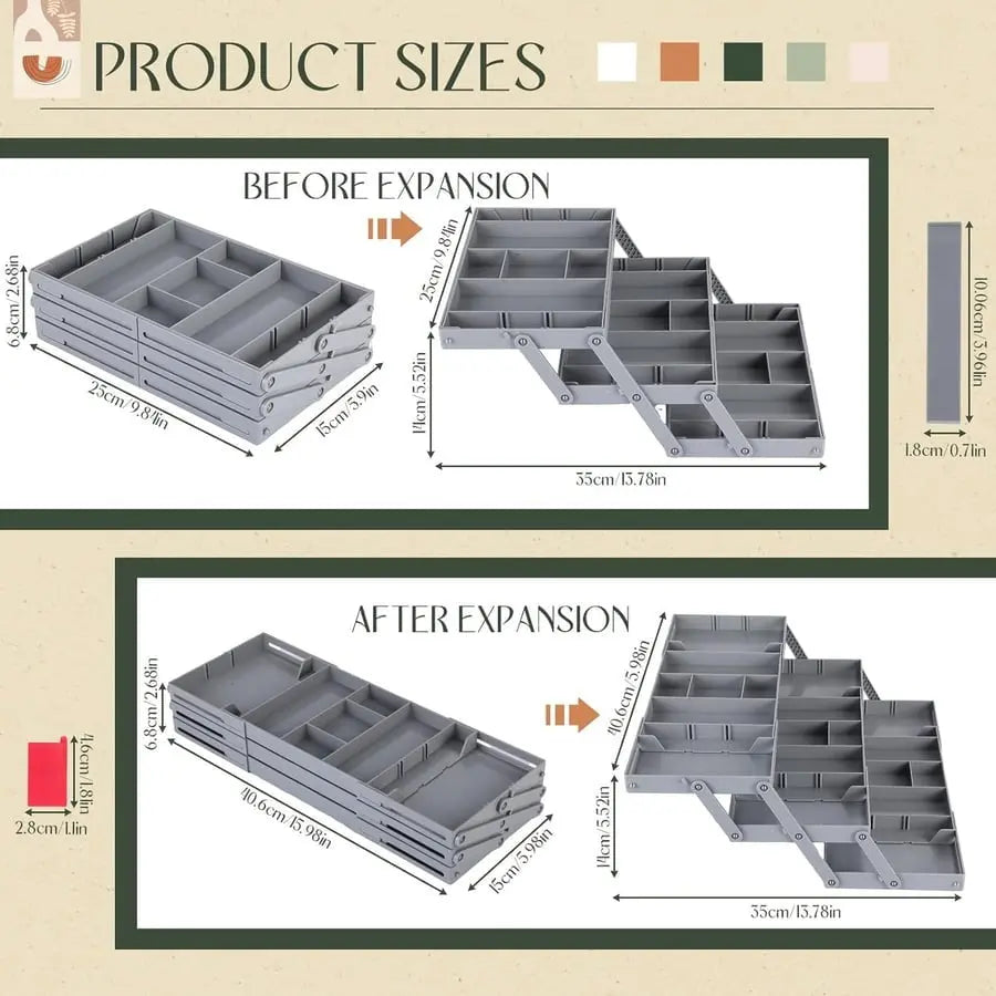 3-Tier Drawer Organizer | Adjustable Dividers & Modular Design | Durable | Space-Saving Storage