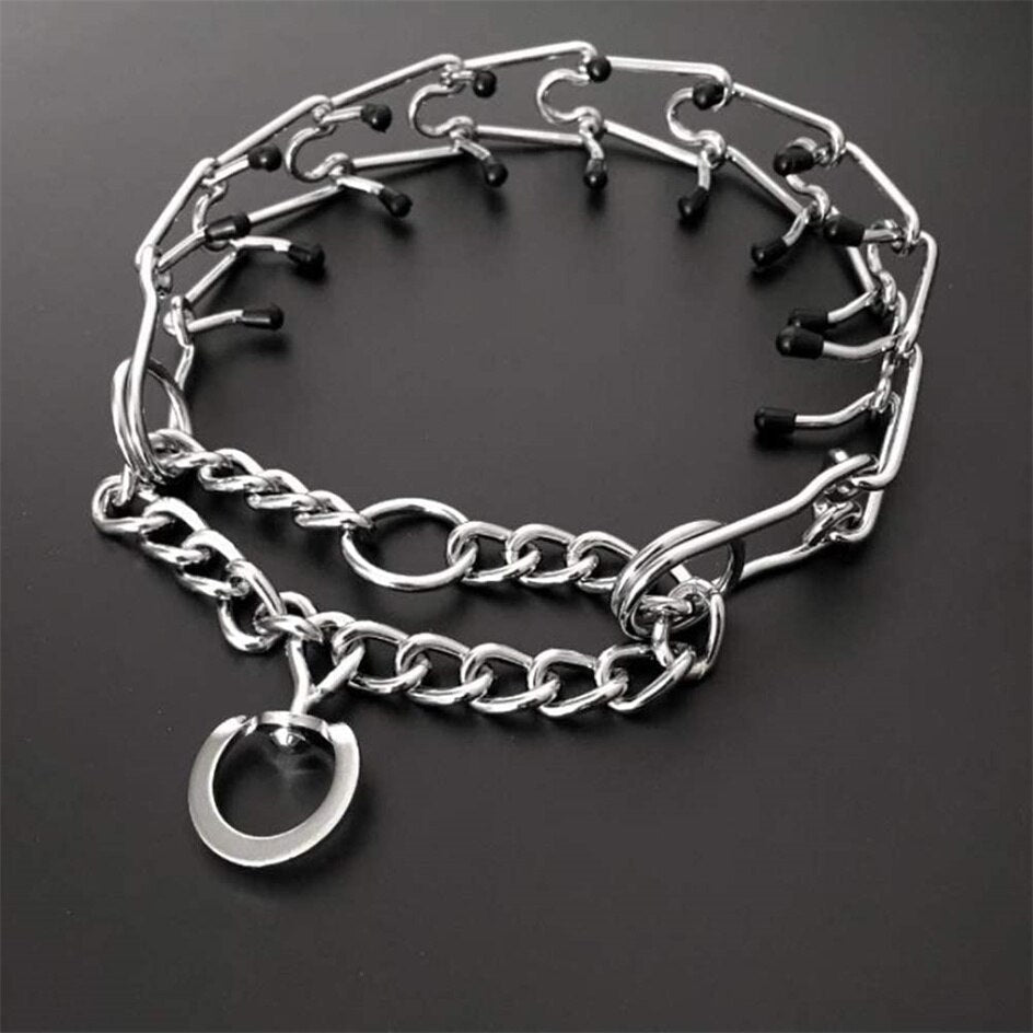 Adjustable Dog Training Collar | Rubber-Tipped Metal Links | Padded Chain | No-Pull Correction