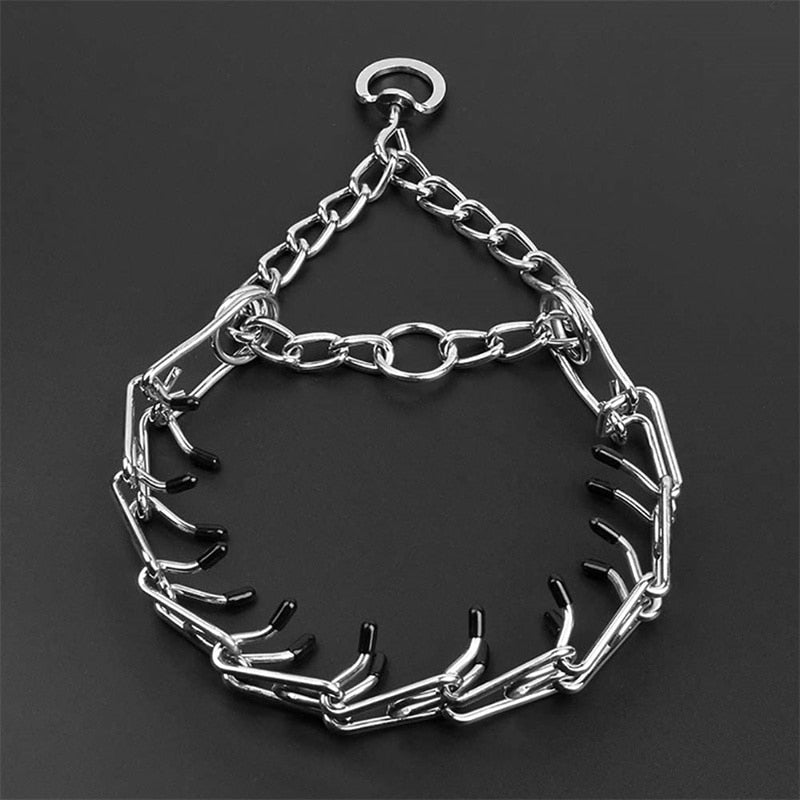 Adjustable Dog Training Collar | Rubber-Tipped Metal Links | Padded Chain | No-Pull Correction
