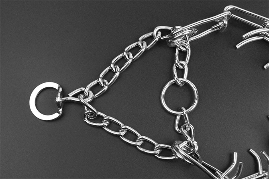 Adjustable Dog Training Collar | Rubber-Tipped Metal Links | Padded Chain | No-Pull Correction
