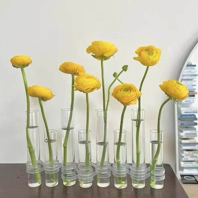 Adjustable Flower Vase | Hinged Interconnected Glass Tubes | Clear Borosilicate Glass