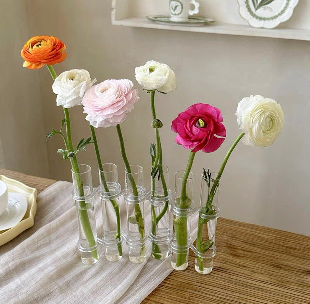 Adjustable Flower Vase | Hinged Interconnected Glass Tubes | Clear Borosilicate Glass