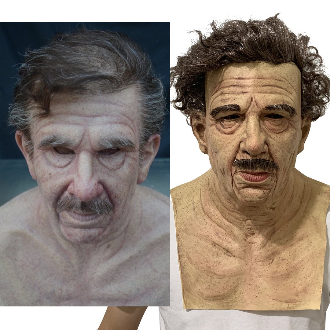 Adult Halloween Mask | Realistic Elderly Face, Movable Mouth | Natural Latex