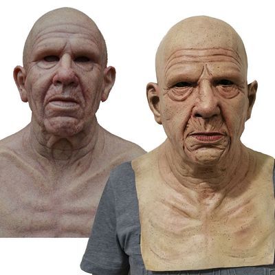 Adult Halloween Mask | Realistic Elderly Face, Movable Mouth | Natural Latex