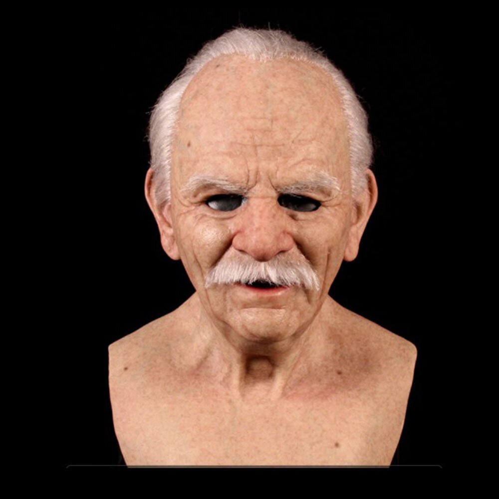 Adult Halloween Mask | Realistic Elderly Face, Movable Mouth | Natural Latex