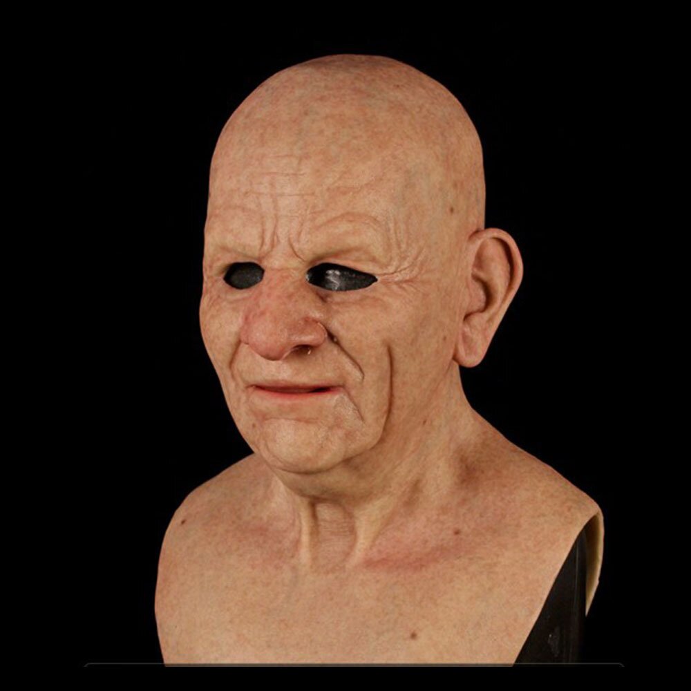 Adult Halloween Mask | Realistic Elderly Face, Movable Mouth | Natural Latex