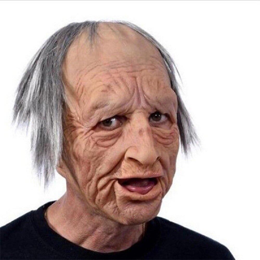 Adult Halloween Mask | Realistic Elderly Face, Movable Mouth | Natural Latex