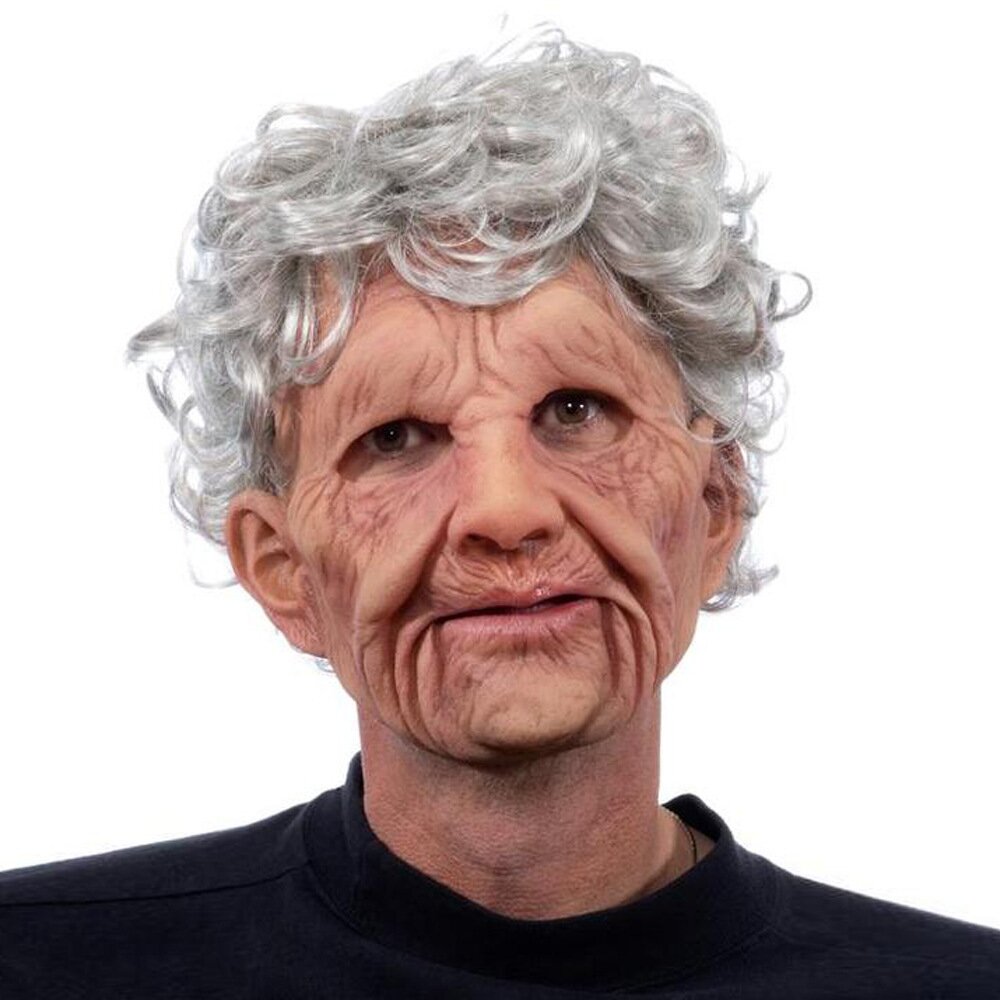 Adult Halloween Mask | Realistic Elderly Face, Movable Mouth | Natural Latex