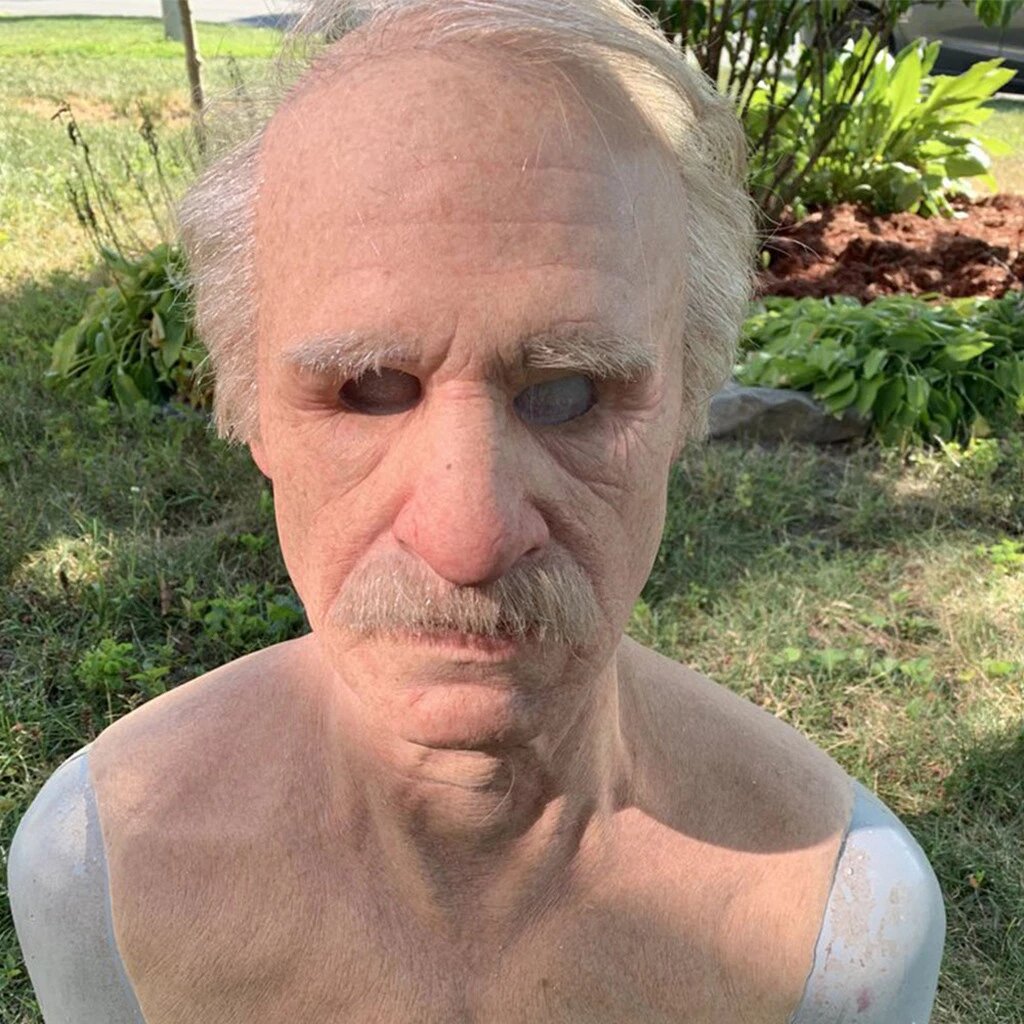 Adult Halloween Mask | Realistic Elderly Face, Movable Mouth | Natural Latex