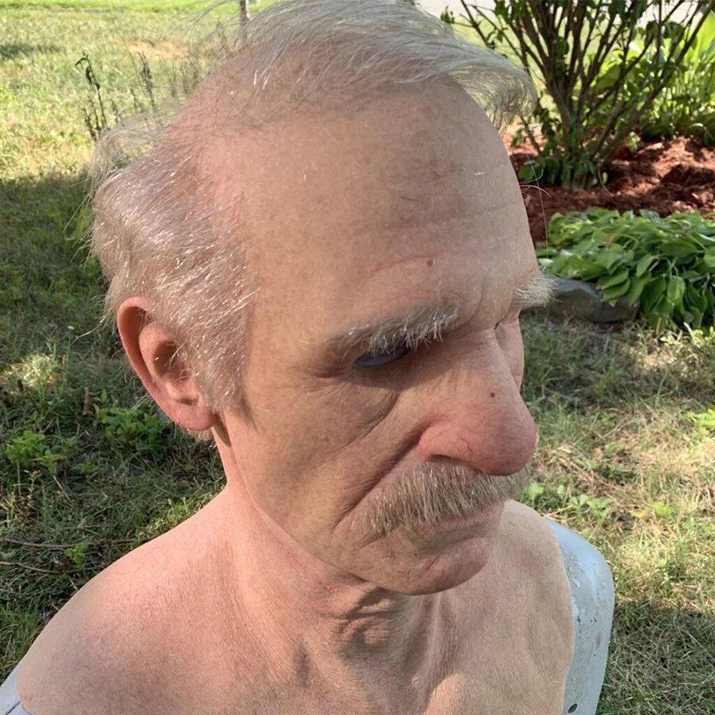 Adult Halloween Mask | Realistic Elderly Face, Movable Mouth | Natural Latex