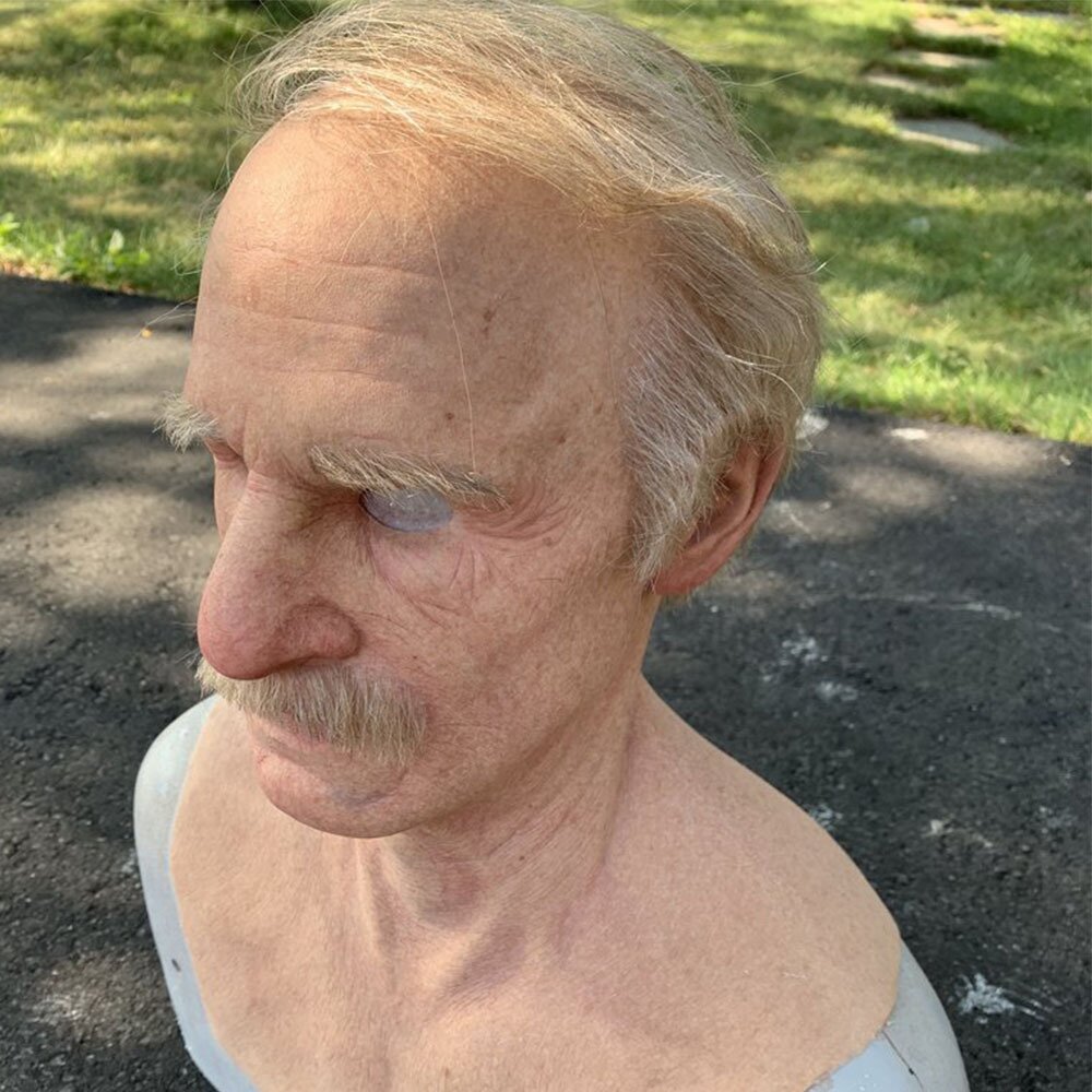 Adult Halloween Mask | Realistic Elderly Face, Movable Mouth | Natural Latex