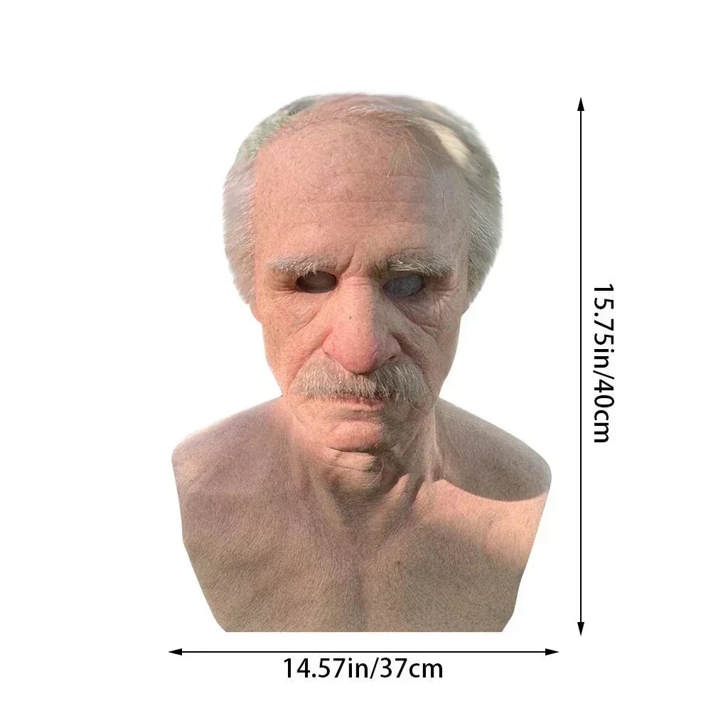 Adult Halloween Mask | Realistic Elderly Face, Movable Mouth | Natural Latex