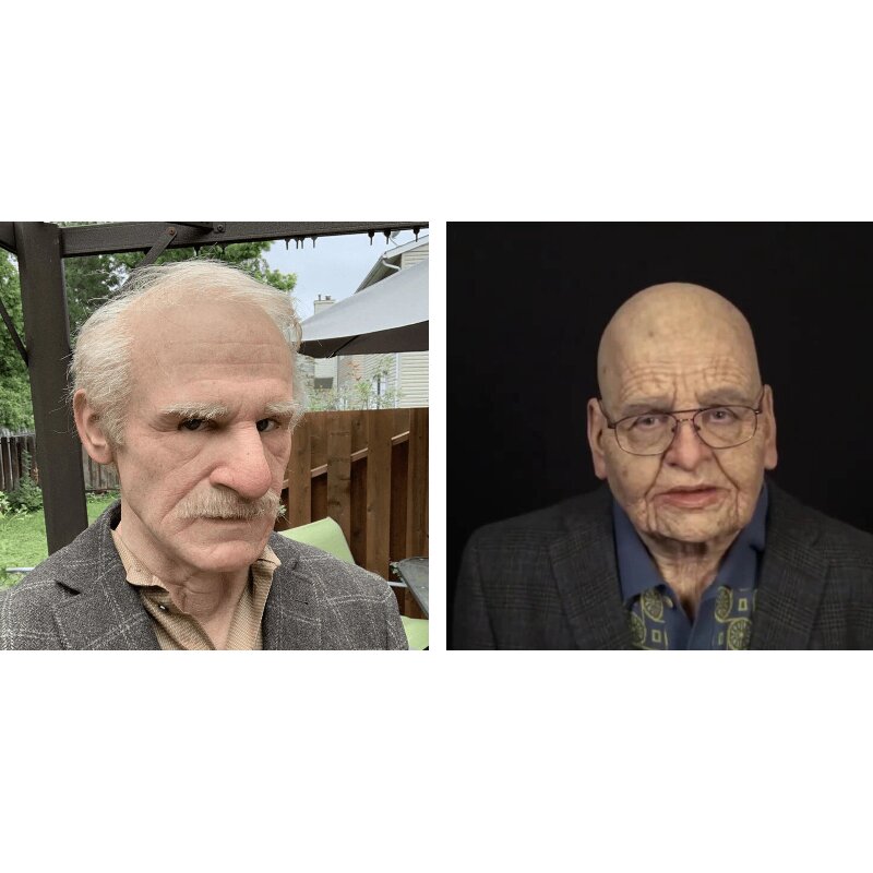 Adult Halloween Mask | Realistic Elderly Face, Movable Mouth | Natural Latex