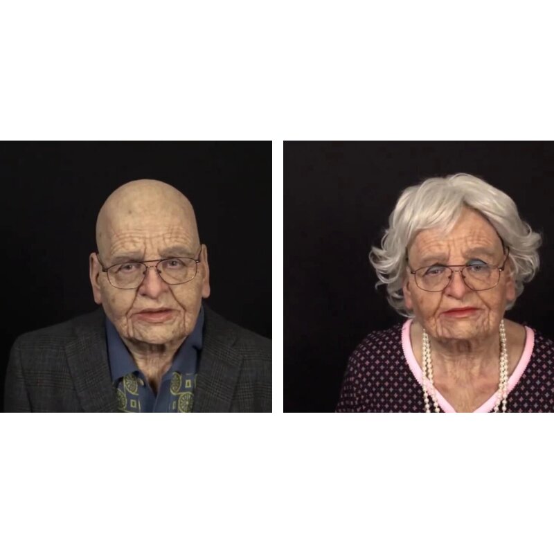 Adult Halloween Mask | Realistic Elderly Face, Movable Mouth | Natural Latex