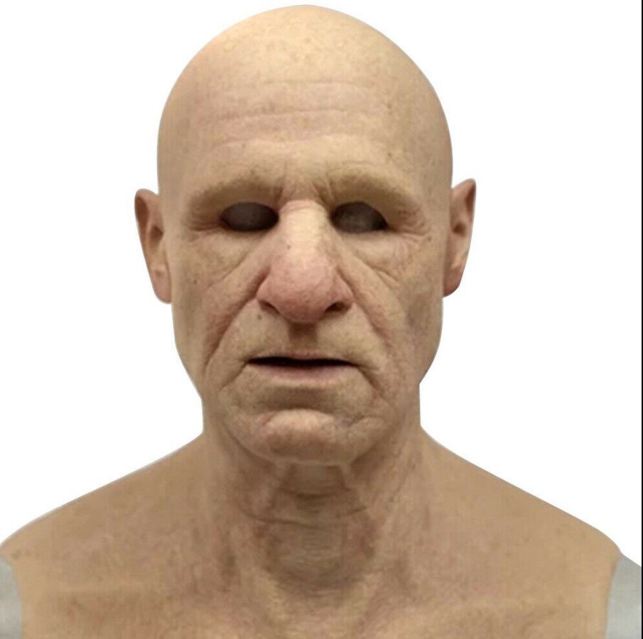 Adult Halloween Mask | Realistic Elderly Face, Movable Mouth | Natural Latex