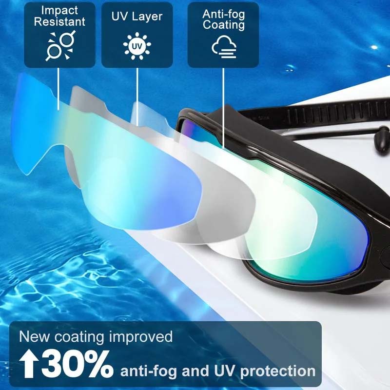 Adult Unisex Swimming Goggles | Wide-View Anti-Fog Lenses | Soft Silicone Seal & Adjustable Strap