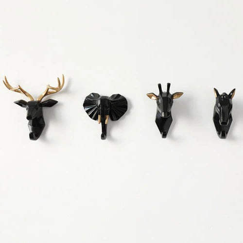 Animal Head Wall Hook | Hand-Painted Resin | Pre-Drilled Mount | Entryway Storage