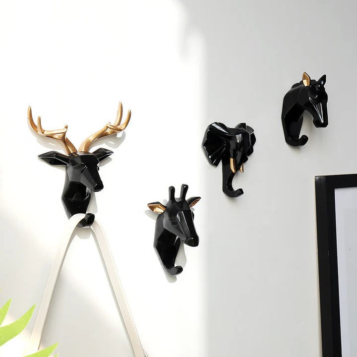 Animal Head Wall Hook | Hand-Painted Resin | Pre-Drilled Mount | Entryway Storage