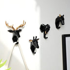 Animal Head Wall Hook | Hand-Painted Resin | Pre-Drilled Mount | Entryway Storage