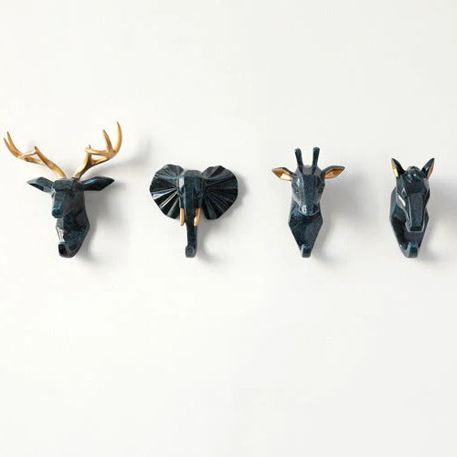 Animal Head Wall Hook | Hand-Painted Resin | Pre-Drilled Mount | Entryway Storage