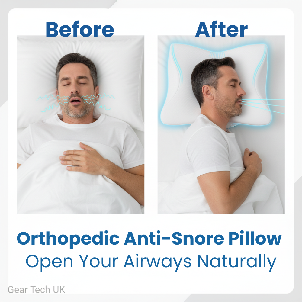 Anti-Snore Pillow | Ergonomic Contour Memory Foam | Breathable Removable Cooling Cover