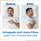 Anti-Snore Pillow | Ergonomic Contour Memory Foam | Breathable Removable Cooling Cover