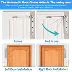 Automatic Door Closer | Silent Self-Closing Hinge | Adjustable Closing Force | Stainless Steel