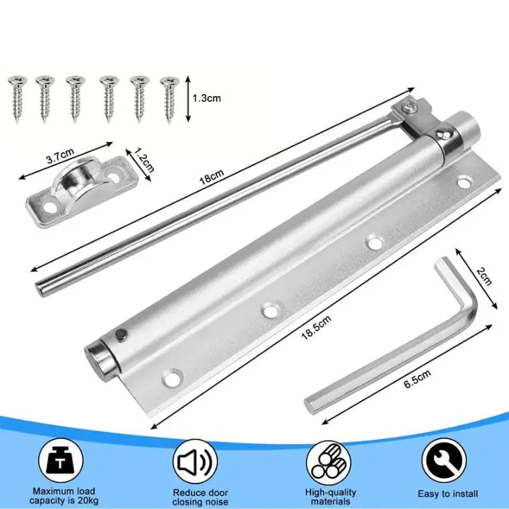 Automatic Door Closer | Silent Self-Closing Hinge | Adjustable Closing Force | Stainless Steel