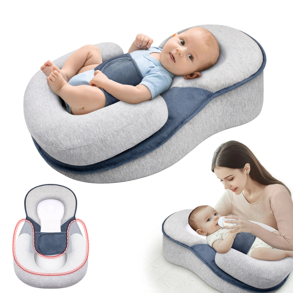 Baby Lounger for Newborns & Infants | Elevated Anti-Reflux 15° Incline | Breathable Cotton Mesh