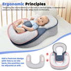 Baby Lounger for Newborns & Infants | Elevated Anti-Reflux 15° Incline | Breathable Cotton Mesh