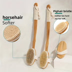 Back Scrubber for Shower | Natural Boar Bristles | Long Wooden Handle | Gentle Exfoliation